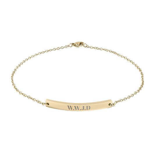 Engravable Curved Bar Anklet — Personalized Gold or Rose Gold Chain